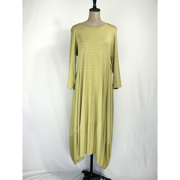 COMFY USA - Balloon Dress - Modal - Fun Chartreuse Stripe XL #0042 ARTWEAR - Picture 2 of 6